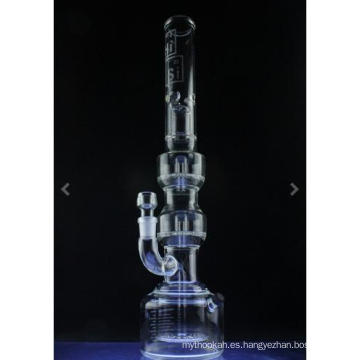 Triple Geyser Perc Glass Water Pipa de agua con tapa de drenaje (ES-GB-556)